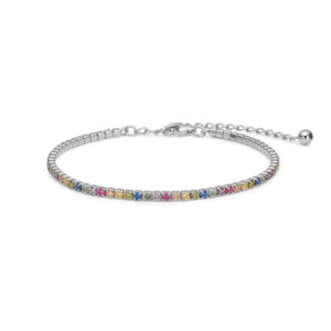 Mads Z Studio Z sølv rainbow tennisarmbånd med multi farvede zirkoner