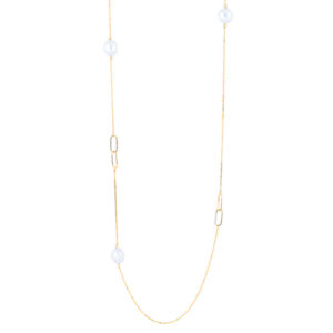 Nordahl BAROQUE lang kæde i forgyldt med perler og ovale led