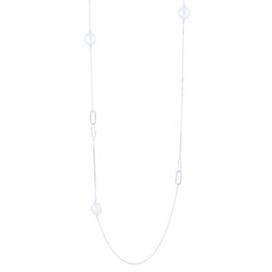 Nordahl BAROQUE lang kæde i sølv med perler og ovale led