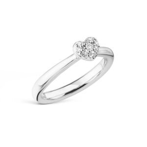 OLE LYNGGAARD Hjerte ring i hvidguld med 8 brillanter