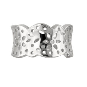 OLE LYNGGAARD Lace Blonde ring mellem, 18 kt. hvidguld med 4 brillanter i alt 0,04 ct.