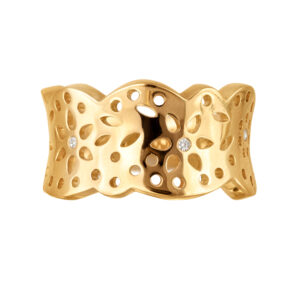 OLE LYNGGAARD Lace ring blank i 18 kt guld med 4 brillanter, mellem
