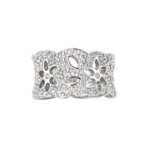 OLE LYNGGAARD Lace ring i hvidguld paveret 63 brillanter, mellem