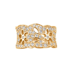 OLE LYNGGAARD Lace ring mellem 18 kt. guld paveret 63 bril. i alt 1.13 ct. TW.VS