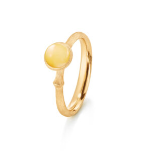 OLE LYNGGAARD Lotus ring i 18 kt. guld med rav Str. 0 - TINY