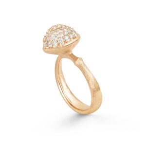 OLE LYNGGAARD Lotus ring (stor) i guld paveret med 76 brill. i alt 0,66ct.