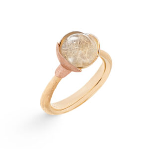 OLE LYNGGAARD Lotus ring str. 1, 18 kt guld - blade rosaguld med rutilkvarts