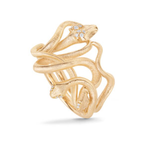 OLE LYNGGAARD Snakes Medusa ring i 18 kt. guld med 16 brillanter