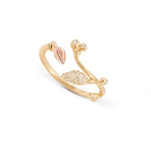 OLE LYNGGAARD ring Blooming 18 kt guld med rosaguld blad og pavé blad med 27 brill. ialt 0,13ct TW.VS blank