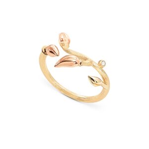 OLE LYNGGAARD ring Blooming i 18 kt guld med 3 blade i rosa guld og 1 brill. 0,01ct TW.VS, blank