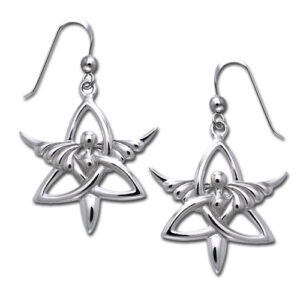 Øreringe Engel og Triquetra - Treenighedssymbolet - Pr par