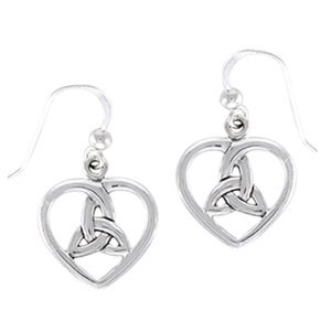 Øreringe Hjerte med Triquetra - Treenighedssymbolet - 27mm - pr sæt