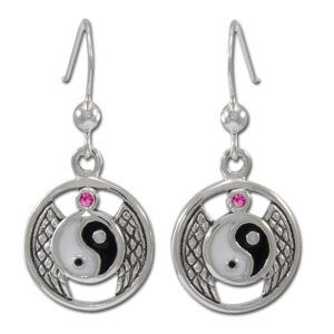 Øreringe Yin Yang med Rubin - pr par