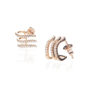 Ørestikker 14 kt. rosaguld med 66 brillanter i alt 0,30 ct.