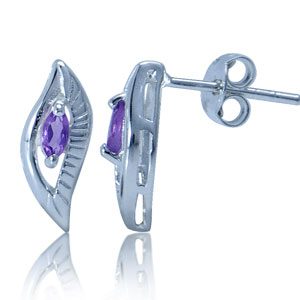 Ørestikker med Ametyst - 13x5mm - pr par