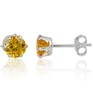Ørestikker med Gul Zirkonia - Ø6mm - pr par