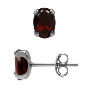 Ørestikker med Rød Granat - 7x5mm - pr sæt