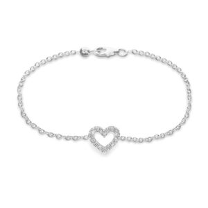 Ole Lynggaard Armbånd 18 karat hvidguld anker 40 Heart 16 brill. i alt 0.16ct TW.VS blank (16-19 cm)