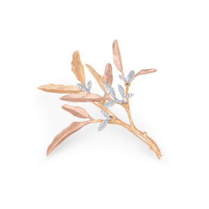 Ole Lynggaard Broche Gren Special Edition i rød/hvid/rosaguld med brillanter
