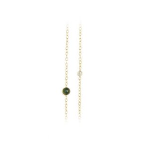 Ole Lynggaard Collier design CL anker 30 - 18 karat rødguld med karabin grøn apatite og 5 brill. I alt 0,05 ct TW.VS (længde 80/90 cm)