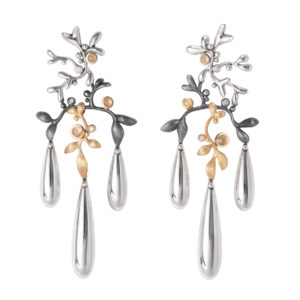Ole Lynggaard Gipsy øreringe i sølv og 18 kt. rødguld med brillanter