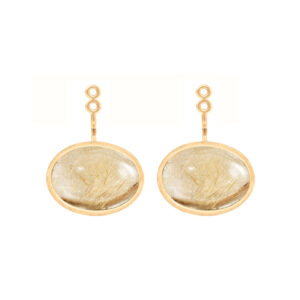 Ole Lynggaard Lotus Ørevedhæng i guld med rutilkvarts PAR