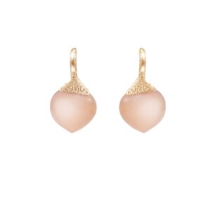 Ole Lynggaard Ørehænger lille Dew Drops 18 karat rødguld blush månesten cabochon