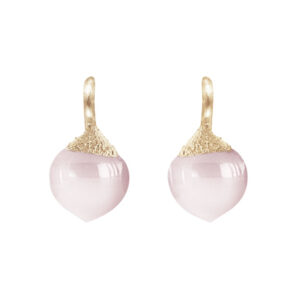 Ole Lynggaard Ørehænger lille Dew Drops 18 karat rødguld rosakvarts cabochon