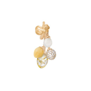 Ole Lynggaard Vedhæng klase Lotus 18 karat rødguld rutilkvarts, hvid månesten, citrin samt pavéknop 67 brill. i alt 0,38 ct. TW.VS.