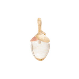 Ole Lynggaard Vedhæng lille Lotus 18 karat rødguld blad rosaguld rutilkvarts dråbe