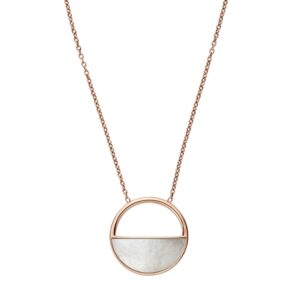 SKAGEN Agnethe halskæde i rosa stål med perlemors vedhæng