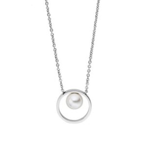 SKAGEN Agnethe stål halskæde med perlevedhæng