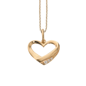 Scrouples forgyldt halskæde med 14 kt guldhjerte 0,025 ct brillant w/si