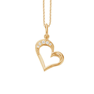 Scrouples forgyldt halskæde med 14 kt guldhjerte 0,025 ct brillant w/si