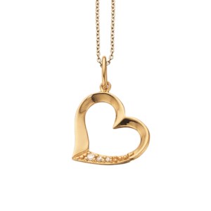 Scrouples forgyldt halskæde med 14 kt guldhjerte 0,025 ct brillant w/si