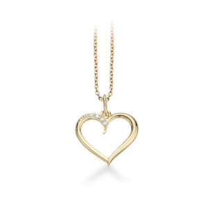 Scrouples forgyldt halskæde med 14 kt. guldshjerte, 0,035 ct brillant W/SI