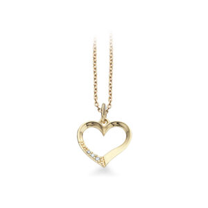 Scrouples forgyldt halskæde med 14 kt. rødguldshjerte, 0,023 ct brillant W/SI