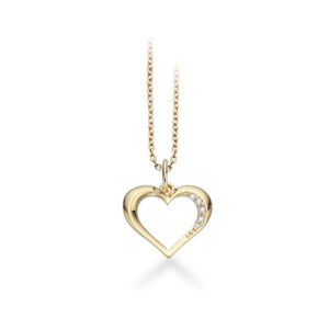 Scrouples forgyldt halskæde med 14 kt. rødguldshjerte, 0,035 ct brillant W/SI