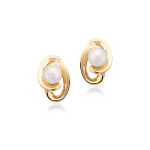 Scrouples ørestikker, 8 kt. guld med perle