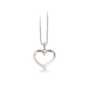 Scrouples sølv halskæde med 14 kt. hvidguldshjerte, 0,023 ct brillant W/SI