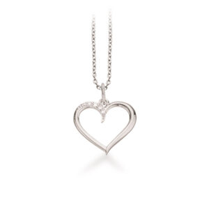 Scrouples sølv halskæde med 14 kt. hvidguldshjerte, 0,035 ct brillant W/SI