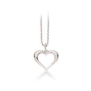 Scrouples sølv halskæde med 14 kt. hvidguldshjerte, 0,035 ct brillant W/SI