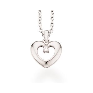 Scrouples sølv halssmykke med 14 kt. hvidguldshjerte, 0,02 ct brillant W/SI