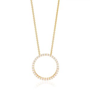 Sif Jakobs Biella Grande cirkel halssmykke i forgyldt med hvide zirkoner