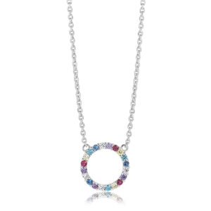 Sif Jakobs Biella Grande cirkel halssmykke i sølv med farvede zirkoner