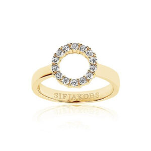 Sif Jakobs Biella Piccolo forgyldt sølv cirkel ring med hvide zirkoner