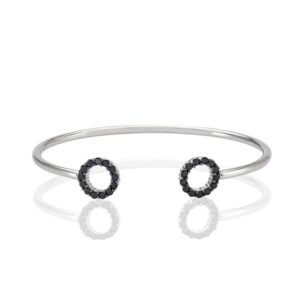 Sif Jakobs Biella cirkel bangle i sølv med sorte zirkoner