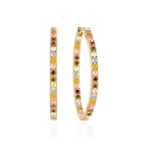 Sif Jakobs Bovallino creoler i forgyldt med multi zirkoner