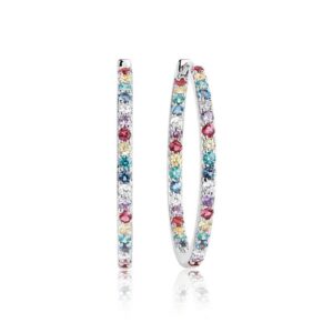 Sif Jakobs Bovallino creoler i sølv med farvede cubic zirkoner