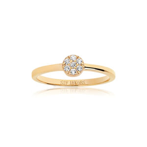 Sif Jakobs Cecina forgyldt ring med rund top med hvide zirkoner